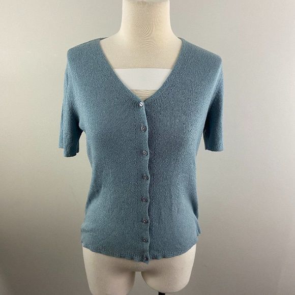 🌿4/$35 🌿VINTAGE PRINCIPLES Blue Button Down‎ Tee - Picture 2 of 7